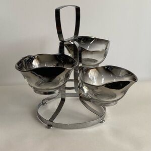 Mid Century Silver Rim Fade Serving Dish. Vintage.